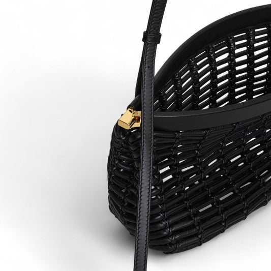 ALAÏA LE CLICK EAST WEST MEDIUM IN BRAIDED CALFSKIN BLACK BAG